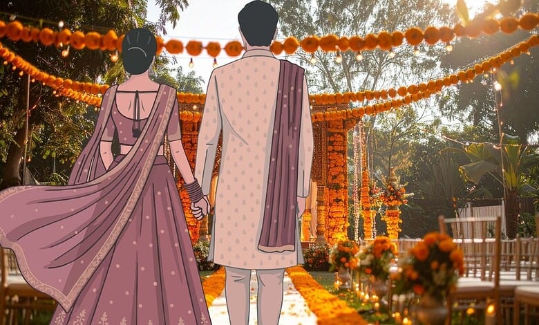 Dalit bride and groom at wedding, attacked with stones, bride forced off horse in Rajasthan.