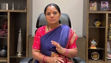 Kavitha alleges Telangana government leaders are trying to seize 30 acres of HPS land.