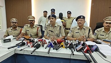 Hyderabad police officials address media after arresting suspect in murder case involving hiding a body u.