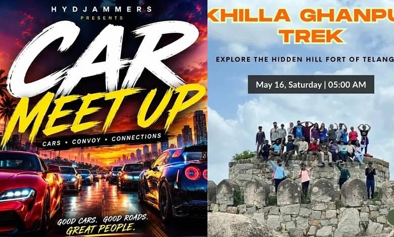 Car meet up event showcasing luxury cars and car enthusiasts in Hyderabad.