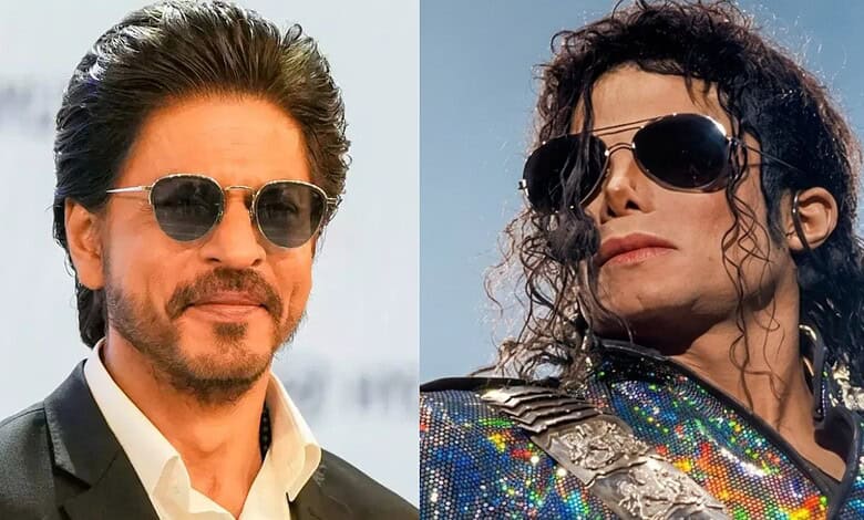 Shah Rukh Khan kisses the place where Michael Jackson once stood, capturing a memorable moment of homage.