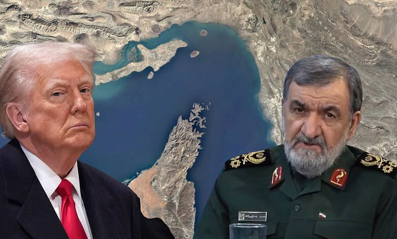 Donald Trump and military officer in front of a world map background discussing international relations.